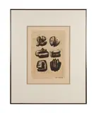 Six Stone Figures by Henry Moore, 1973, lithograph, sold Aug 2023
