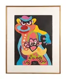 Circus- Clown by Karel Christiaan Appel, 1978, woodcut on paper, sold Aug 2023