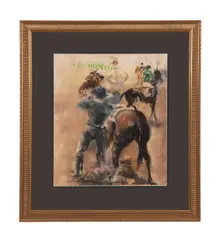 Jockeys on Horseback by Randall Davey, pastel on paper, sold Oct 2023