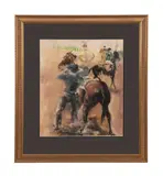 Jockeys on Horseback by Randall Davey, pastel on paper, sold Oct 2023