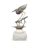 Golden Pond by Ron Chapel, 1986, bronze on white marble, sold Oct 2023