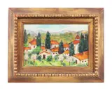 Mountain Village by Maltby Sykes, oil on panel, sold Oct 2023