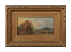 Countryside Pastoral Landscape by James Northcote, oil on board, sold Oct 2023