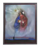 Feather Talker by Robert Redbird Sr., mixed media on paper, sold Oct 2023