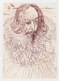 Untitled by Salvador Dalí, c. 1965, Etching "Cervantes" from The Five Spanish Immortals, sold Dec 2025