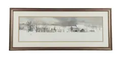 Signed lithograph winter landscape by Peter Sculthorpe, lithograph, sold Feb 2026