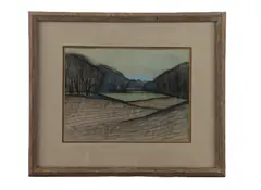 PA artist by Tom Bostelle, mixed media with charcoal and gouache, sold Feb 2026