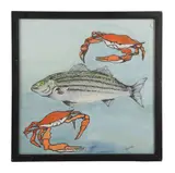 Untitled by Rose E Doster, Watercolor of two crabs and a fish, sold Feb 2026