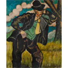 Untitled by Hugo Scheiber, oil on paperboard, sold Oct 2022