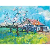 Untitled (Spring Blossoms) by Pamela Glover, oil on canvas, sold Oct 2022
