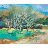 The Persimon Tree by Pamela Glover, 1995, oil on canvas, sold Oct 2022