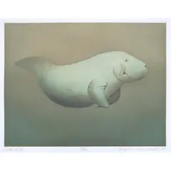 Manatee by Beth Van Hoesen, 1988, etching in colors, sold Oct 2022