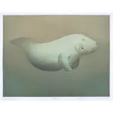 Manatee by Beth Van Hoesen, 1988, etching in colors, sold Oct 2022