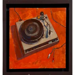Turntable #10 by Brandon Smith, 1996, oil on panel, sold Oct 2022