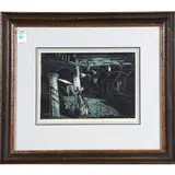 A Little Spanish Town by Ray Platt, 1941, woodcut in colors, sold Oct 2022