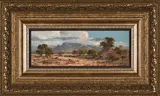 Landscape with Trees and Distant Mountains by Otto Klar, oil on board, sold May 2024