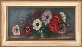 Still Life with Anemones by John Dykman, oil on canvas mounted on board, sold May 2024