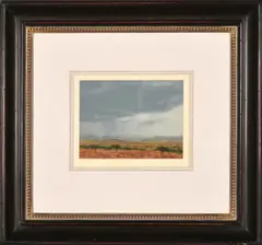 Landscape with Distant Rain by Christopher Haskins, oil on paper, sold May 2024