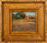 Farm with Red Barn by Charles S. Ward, Oil on Board, sold Jul 2024