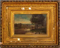 River Landscape by Patrick Vincent Berry, 1883, Oil on Board, sold Jul 2024