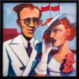 August G. and Claire Montgomery III Bet on the Filly in the Fifth by Sandra Jones Campbell, 2009, Acrylic on Canvas, sold Aug 2024