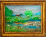 Abstract Landscape Scene by Joan Hyde Shapiro, Oil on Canvas, sold Aug 2024