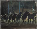 Circus Elephants on Parade by Robert Barbour Johnson, Gouache on Panel, sold Aug 2024