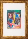 Untitled (Abstract Faces) by Norris Embry, 1966, Mixed Media on Paper, sold Aug 2024