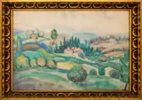 Untitled" (Landscape Scene) by Robert Warter, 1940, Watercolor on Paper, sold Aug 2024