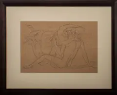 Untitled (Male Couple) by Marek Szwarc, 1931, Graphite and Ink on Paper, sold Aug 2024