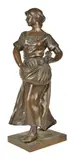 Untitled by Antonin Larroux, bronze sculpture of standing female with apron of seeds, sold Sep 2024