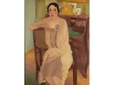 Interieur mit Vornehmer Dame by Harmen Meurs, oil on canvas, offered Sep 2019