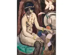 Sitzende Nackte Frau by Jan Sluijters, watercolor, sold Dec 2023