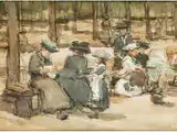 Gouvernanten und Kinder im Park (bois de Boulogne) by Isaac Lazarus Israels, 1865 Amsterdam - 1934 Den Haag, gouache, sold Dec 2018