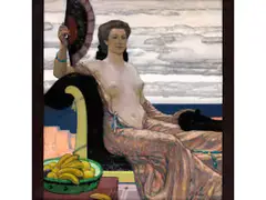 Dame mit Panther by Fritz Erler, oil on panel, sold Apr 2020