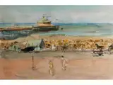Sonniger tag am Strand von Scheveningen by Isaac Israëls, watercolor, offered Sep 2022