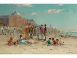 Holländischer Badestrand by Louis Soonius, 1883 – 1956, oil on canvas, sold Dec 2018