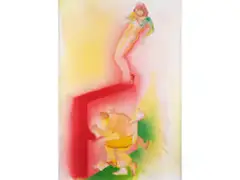 Pianospieler mit Tänzerin by Allen Jones, watercolor, sold Mar 2024