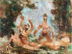 Badende im Freien by Lovis Corinth, oil, sold Dec 2023