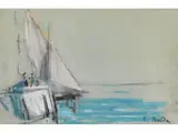 Segelboot bei Honfleur by Eugène Boudin, pastel, sold Dec 2024