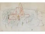Skizze zu „die Kirche von Quillebeuf“ by Raoul Dufy, watercolor, sold Dec 2024
