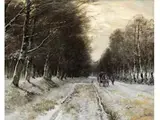 Verschneiter weg am Waldesrand by Louis Apol, oil on canvas, sold Jun 2026