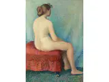 Rückenakt Eines Sitzenden Mädchens by Yvonne Serruys, oil on canvas, sold Sep 2020