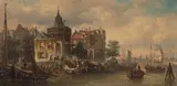 Ansicht des Schreiertoren in Amsterdam by Elias van Bommel, oil on panel, sold Dec 2021