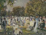 Sonntag im Hyde Park by Joseph Oppenheimer, 1906, oil on panel, sold Dec 2021