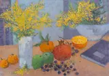 Mimosen und Früchte by Johann Peter Pernath, oil on canvas, sold Dec 2021