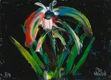 Orchid by Pro Hart, 1989, oil on canvas, sold Dec 2021