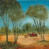 Carting sand by Pro Hart, oil on canvas, sold Dec 2021