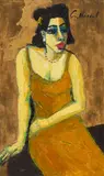 Portrait von Sonja sizend by Gernot Kissel, oil on canvas, sold Dec 2021