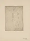 Junges Mädchen, Gewand fallen lassend by Wilhelm Lehmbruck, 1911, etching, sold Dec 2021